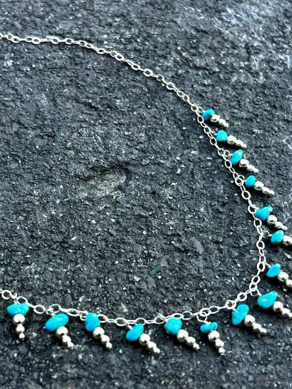 Sundance $228 NEW 18" Natural Turquoise Sterling Silver Beaded Chain Necklace - Picture 11 of 12